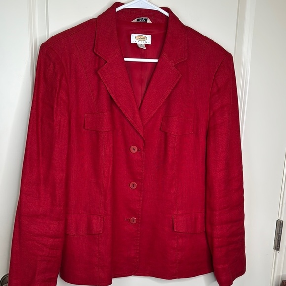 Talbots Red Women's Linen Blend Blazer Size 16 P - Picture 3 of 16